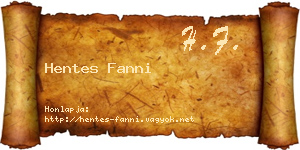 Hentes Fanni névjegykártya